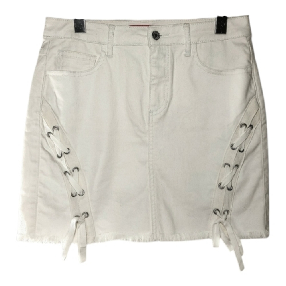 Guess White Denim Tie Lace Up Sides Size S